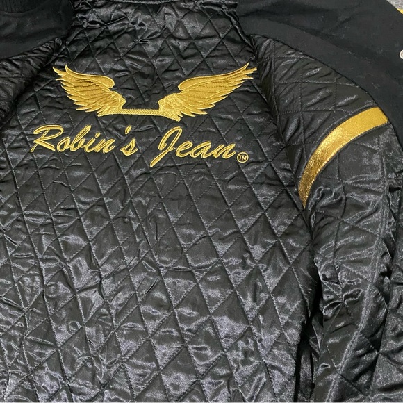 ROBIN'S JEAN VARSITY JACKET IN BLACK AND GOLD Size XL - Picture 6 of 8